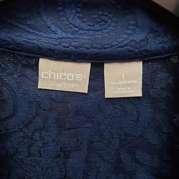 Chico's Zenergy Navy Blue Lace Embellished Zip Front Jacket - Picture 3 of 6